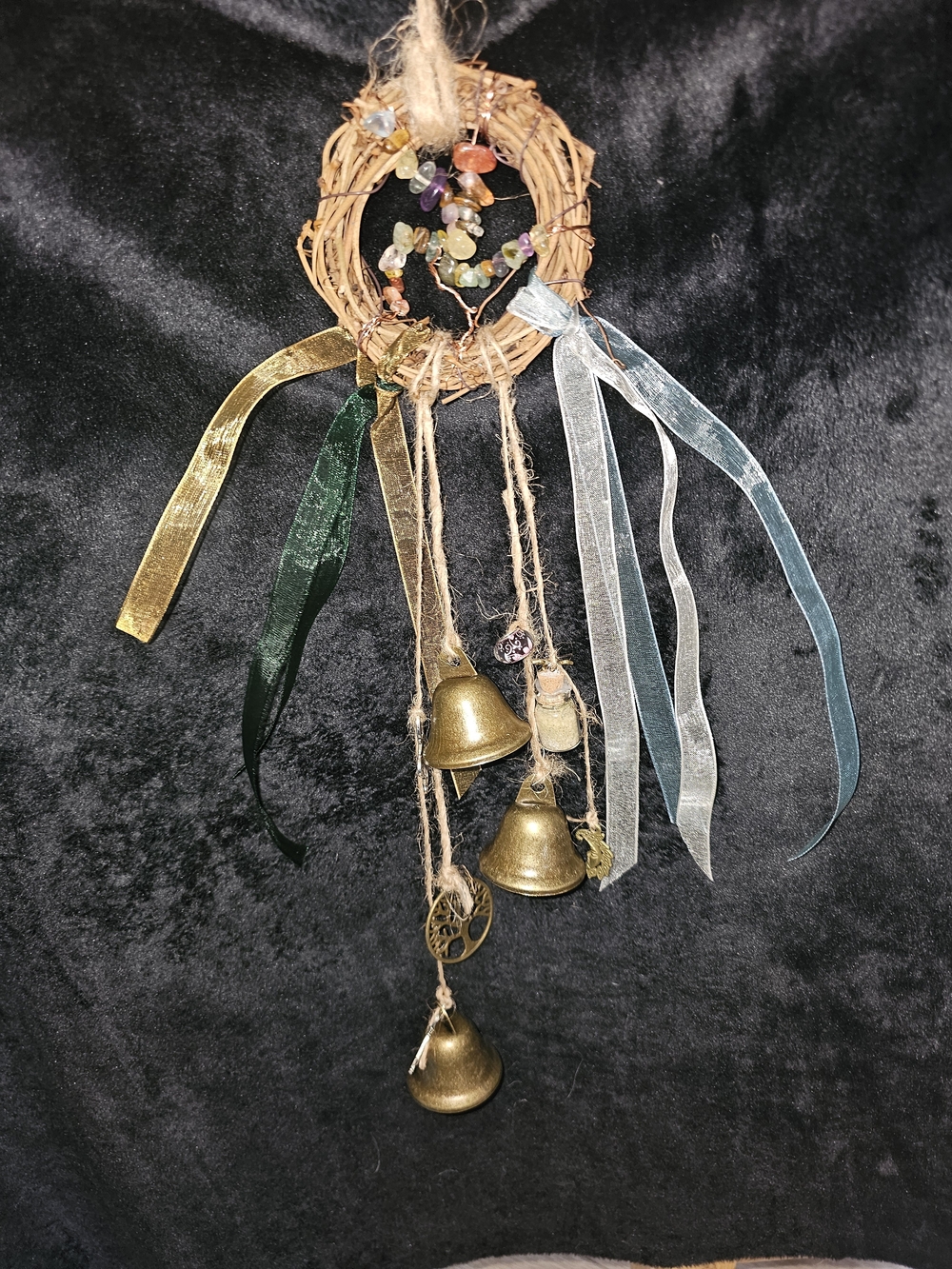 Handmade Rustic Celtic Brass Bells and Ribbons - Picture 1 of 1
